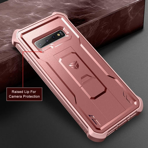 Dexnor for Samsung Galaxy S10 Case, Heavy Duty Military Grade Protection with Built-in Screen Protector and Kickstand