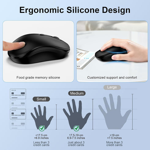 ABCPOW 2.4GHz 3 4 1600 Wireless Mouse for Laptop Computer Mouse Wireless, Computer Mice Adjustable DPI Office Cordless