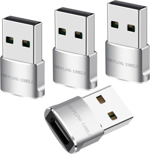 USB Male to USB C Adapter 4 Packs, USB to Type C Super Fast Charging/Transfer and OTG Function, Compatible with iPhone