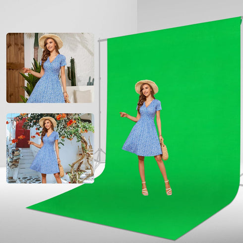 GLOSHOOTING 10x10 Green Screen Backdrop, ft Photography Chromakey Greenscreen Background Sheet, Polyester Collapsible