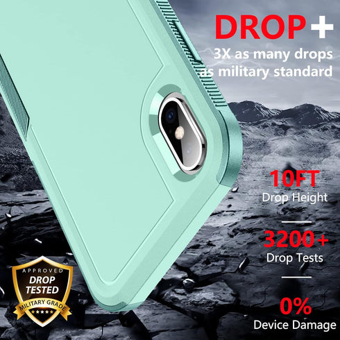 SPIDERCASE iPhone Xs Max Case, Light Green, with 10 FT Military Grade Drop Protection & 2 pcs Tempered Glass Protector