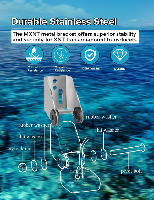 XNT Transducer Mount, 740162-1 MHX MXNT Metal Transducer Mounting Bracket for Transducer Mounting Plate