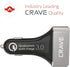 Crave CarHub 54W 4 Port USB Car Charger, Qualcomm Quick Charge 3.0, Black