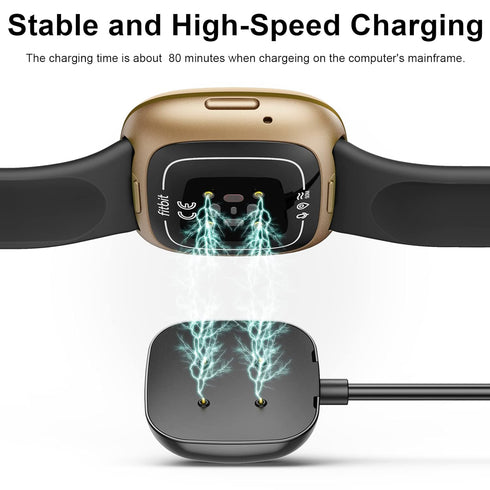Fitbit Versa 4/3 & Sense 2 Charging Cable - Durable USB Charger, Soft Replacement, Two Sizes (3.3ft/1.64ft)