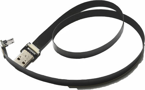 FFC Micro USB FPV Flat Slim Thin Ribbon FPC Cable Black 90 Degree to Standard USB A for Charging and Sync (40CM)