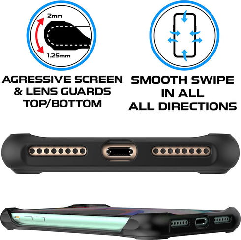 REBEL iPhone 8 Plus Case, Slim Fit Shockproof, Exposed Sides for Comfort, 5.5" Screen, Includes Screen Protector,