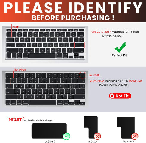 CaseBuy MAC OS Shortcut Keyboard Cover for Old MacBook Air 13" A1466 A1369 & MacBook Pro 13" & 15"