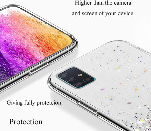 Samsung A71 5G Case, Clear Glitter Silicone, Phone Cover, Glitter Sparkle Pink, Shockproof Thin Design