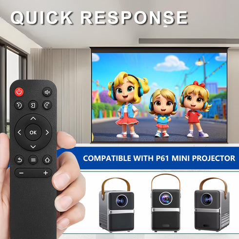 HODSEUKIN P61 Replacement Remote Control Compatible with Wimius Mini Projector.
