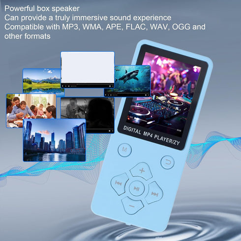 Yunseity MP3 1.8in MP4 10 Bluetooth Player, Portable HiFi Sound Music Player Built in HD Speaker, Color Screen Player