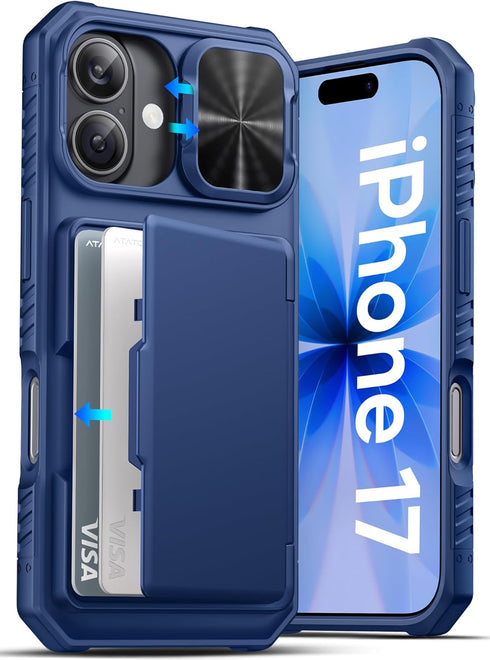 ATATOO for iPhone 17 Wallet Case, Built-in Card Holder (Store 3-5 Cards) &