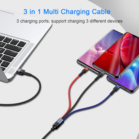 Multi Charger Cable-USAMS Nylon Braided (4FT) USB Charging Cable Adapter with USB Type C/Micro USB Connectors