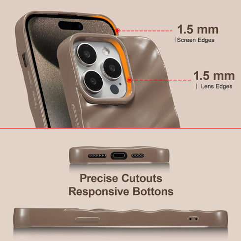 QLTYPRI 12/iPhone 12 Compatible with iPhone Pro Case, Cute Wave Water Ripple Pattern Case for Girls Women, Slim Satin