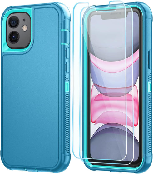SunStory Compatible with iPhone 11 Case with HD Screen Protector, 3-Layer Heavy Duty