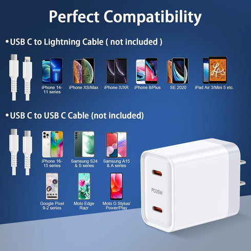 USB C Charger Block 25W Super Fast Charging for iPhone 16 Pro Max, 16 Plus, 16 Pro, 16, 15 Pro Max, 14, 13, 12, SE,