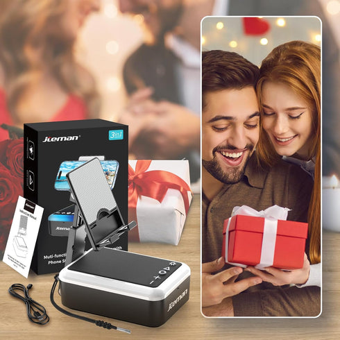 Gifts for Men Women, Cell Phone Stand with Bluetooth Speaker and Light, Portable Lanyard, Unique Birthday Gift Ideas