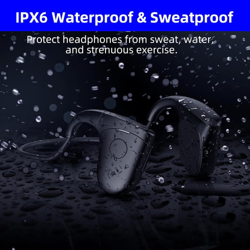 ZIOCOM Bone Conduction Headphones, Foldable Open Ear Bluetooth 5.3 Sports Wireless Earphones with Mic, IPX6 Waterproof