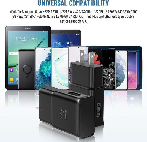 Type C Charger Fast Charging, Android Phone Charger Block with 12Ft USB C Cable for Samsung Galaxy