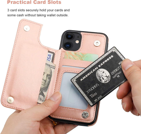 Vaburs iPhone 11 Case Wallet - Embossed Mandala Pattern Flower PU Leather Cover with Card Holder, Flip Shockproof for