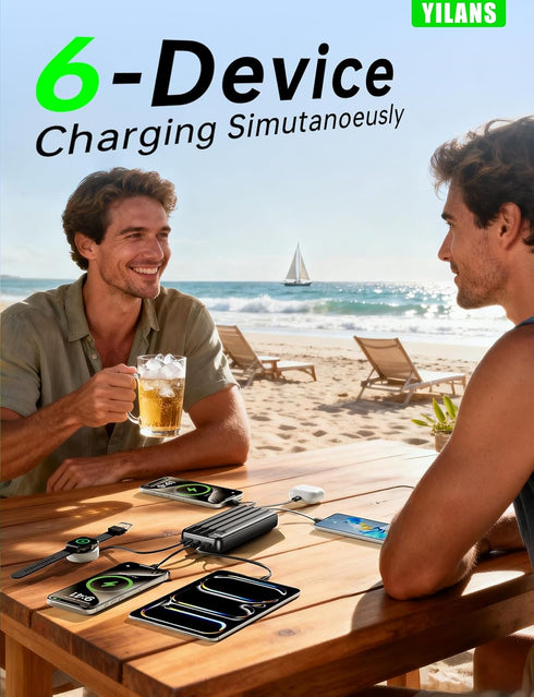 YILANS Charger,50000mAh 22.5W Pack 6 2 17/16/15/14/13/12,Android Portable Power Bank Built-in Cable, PD USB C In & Out
