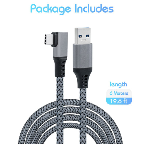 Mcbazel 20Ft (6M) USB 3.0 to Type-C Link Cable for Quest 3/2, PC, VR, NS Switch - 3A Fast Charging & 5Gbps Data