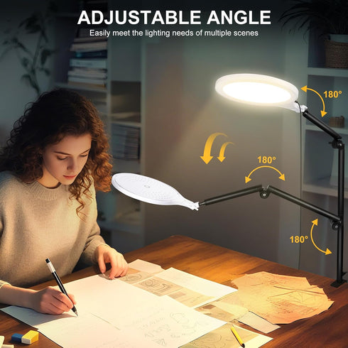 SH 10'' 360 Ring Light for Streaming, Full Screen LED Ring Light for Desk with Adjustable Arm, Video Conference