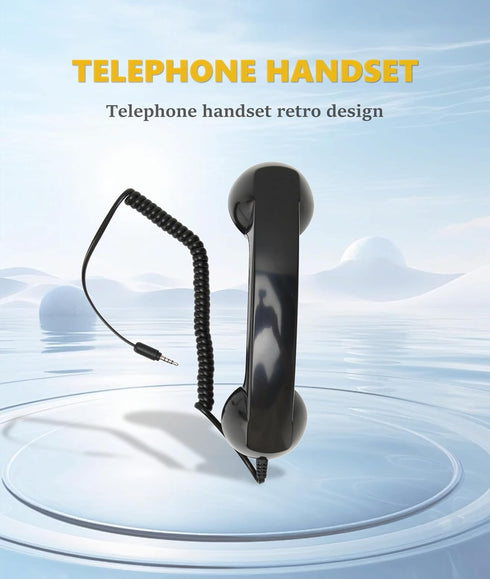 Jiawu Vintage Retro Telephone Handset, Cell Phone Receiver MIC Microphone Speaker for Cellphone, Smartphone and Computers, Old Telephone Headse with 3.5 mm Socket (Black)