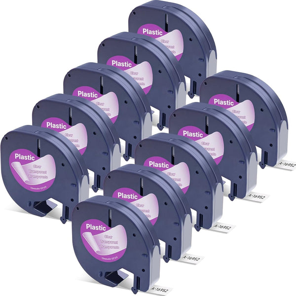 Label Orison Compatible with Dymo LetraTag Refills, Clear Plastic Label Tape 1/2'' x 13', 10 Pack