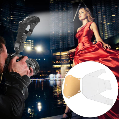 Universal Camera Speedlite Flash Softbox Diffuser Kit, 3 in 1 Light Diffuser with Silver Gold White Reflector