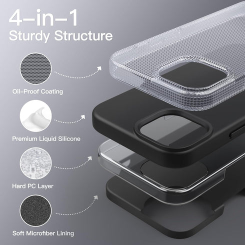 JETech Silicone Case for iPhone 14 6.1-Inch, Silky-Soft Touch, Shockproof Cover with Microfiber Lining, Black
