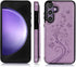 Asuwish Wallet Cover Phone Case for Samsung Galaxy S23 FE 5G, with Tempered Glass Screen Protector, Purple