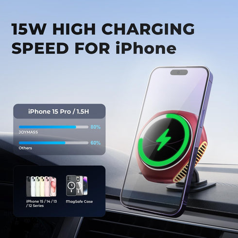for MagSafe Car Mount Charger - 15W Fast Charging Magnetic Wireless Charger for iPhone 15 Pro Max Plus, Red