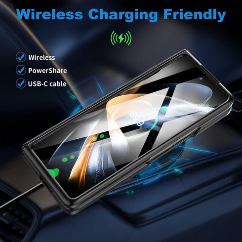 Samsung Galaxy Z Fold 4 Case - Slim Full Body Hinge Protection, Built-in Screen Protector, Wireless Charging, Kickstand