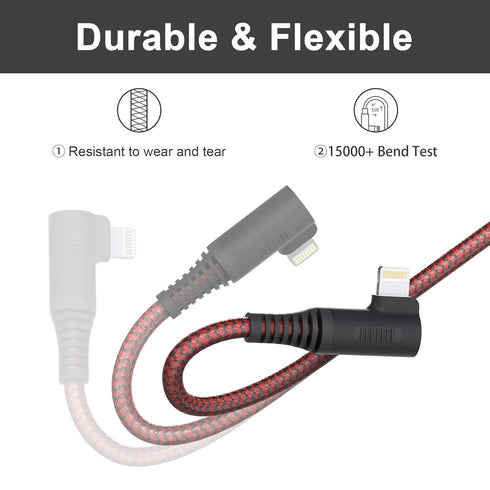 Long USB C to Lightning Cable 20ft, MFi Right Angle Lightning Cable 2.4A Fast, Heavy Duty Charger Cord for iPhone