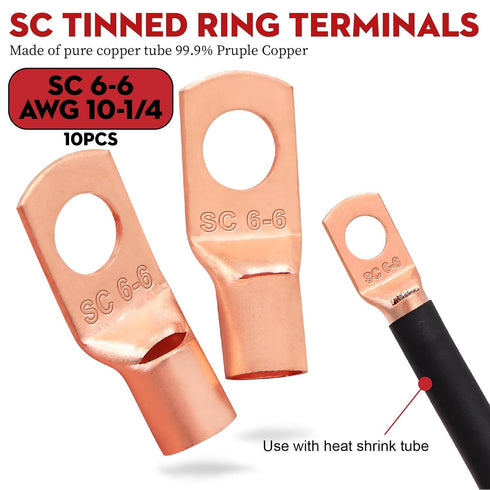 100FT 10 Gauge Wire (50ft Each- Black/Red) with 4 40A Fuse Holder, Copper Clad Aluminum for Automotive Power & Ground