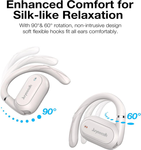 Open-Ear Bluetooth Wireless Sport Headphones - Bluetooth 5.3 Sweat Resistant Earphones for Workouts Running-Beige White