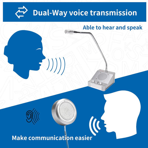 Window Intercom System, 2 Way Voice Transmission, High Power Intercom for Bank, Hospital, Station, Store