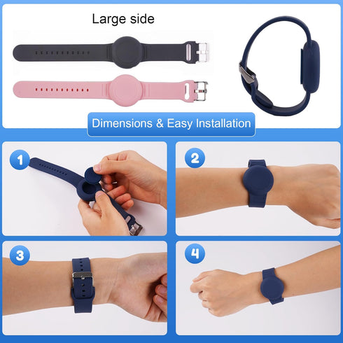 Waterproof Air Tag Bracelet for Kids, 2 Pack Soft Silicone Holder, GPS Tracker Compatible with Apple AirTag