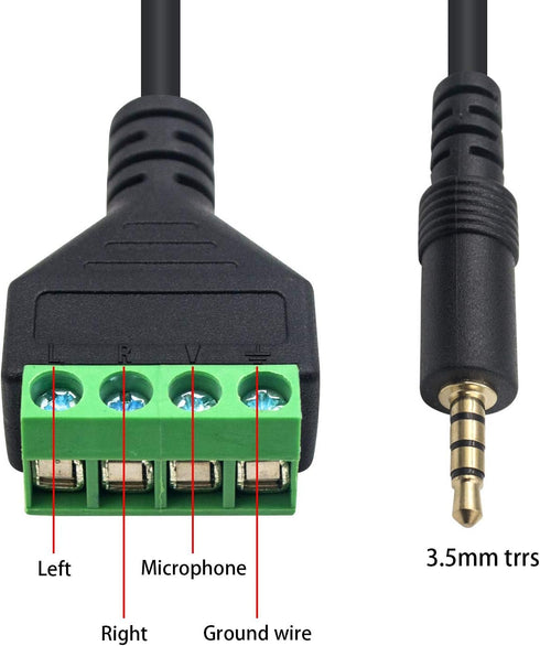Poyiccot 3.5mm Speaker Wire Adapter - 3.5mm 4 Pole Stereo TRRS Male Jack to AV 4 Screw Terminal Block Cable