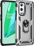 Military Grade Drop Impact Case for Oneplus 9 Pro, 360 Metal Rotating Ring Kickstand Holder, Shockproof (Silver)