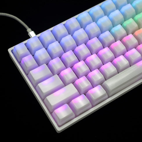 YMDK 120 Keys ABS ANSI ISO 1.5mm Blank Milk Fog OEM Profile Shine Through Keycap for MX Mechanical Keyboard RGB GK61 96