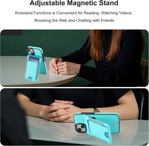 KIHUWEY 15 6.1 Inch for iPhone Case Wallet with Card Holder, Large Capacity RFID Blocking Flip PU Leather Kickstand