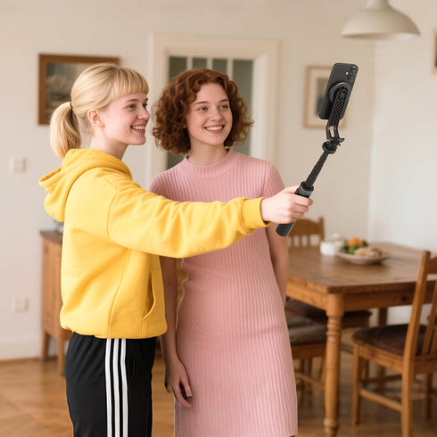 PIOENIMAGE 53" Magnetic Selfie Stick Phone Tripod for iPhone, Travel Tripod for iPhone, Extendable Magnetic Cell Phone