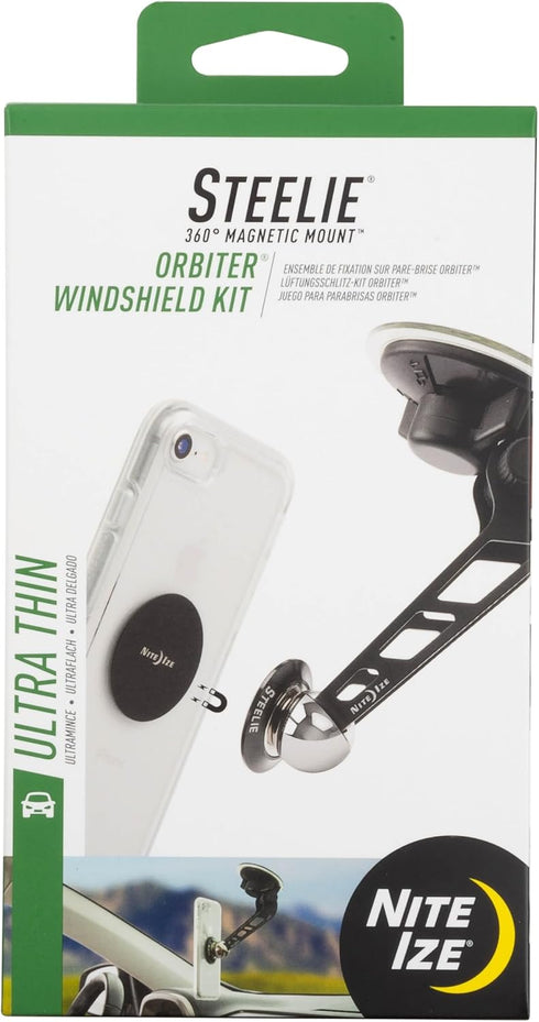 Nite Ize Steelie Windshield Kit, Magnetic Cell Phone Holder for Car Accessories, Sturdy Car Windshield Mount