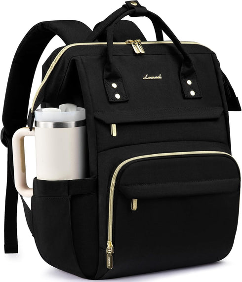 LOVEVOOK Laptop Backpack for Women with Giant Tumbler Holder Pocket,15.6 inch Waterproof