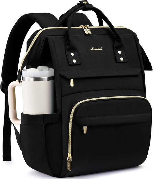 LOVEVOOK Laptop Backpack for Women with Giant Tumbler Holder Pocket,17 inch Waterproof