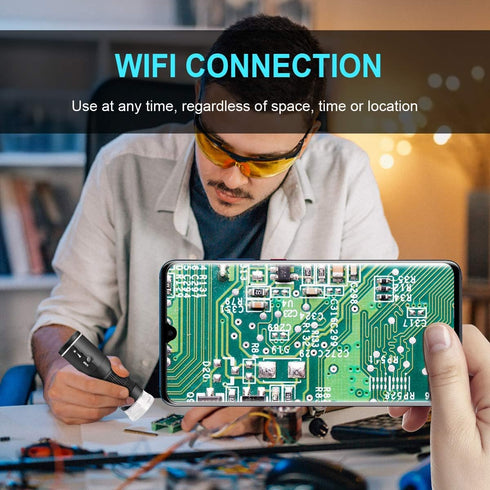 WiFi Digital Microscope for iPhone Android Phone Mac Windows, HD 1080P/720P Video Record, 50-1000X Magnification