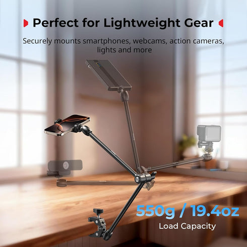 SMALLRIG 24.3x4.5x1.1 0.6lb 5624 Desktop Magic Arm Support with Crab-Shaped Clamp Kit, Aluminum Alloy, in, Payload