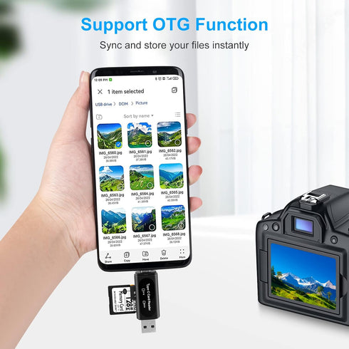 SD Card Reader, AIYEEN 4-in-1 USB C SD Card Reader Dual Slot OTG Memory Card Adapter for TF/Micro SD/SD/SDXC/Micro