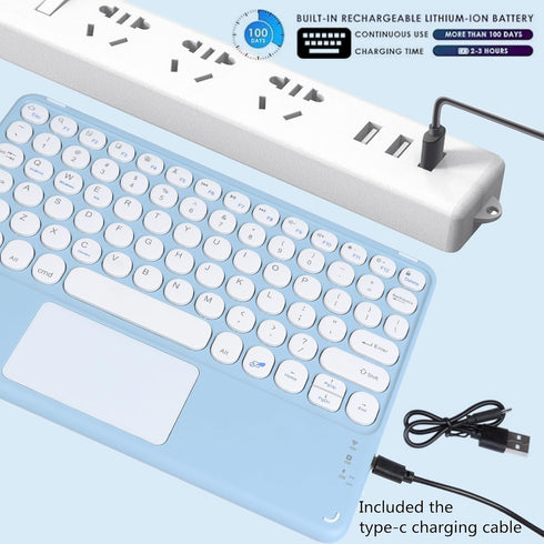 Bluetooth Keyboard, 10-inch Wireless Keyboard with Touchpad for iPad, Ultra-Slim Portable Rechargeable Keyboard for